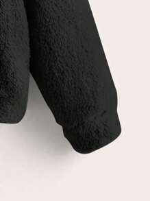 SHEIN LUNE Giacca con cappuccio in pile tinta unita di taglia comoda per donna, casual per autunno/inverno