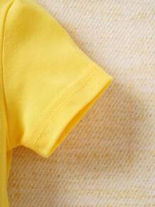 Souflis Souflis 寶寶女裝夏季休閒蜜蜂刺繡POLO領連衣裙 - 黃色 - 查看 6