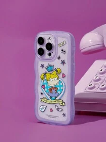 Nick 90s | SHEIN 可爱卡通人物紫色边框波浪形手机壳 - 淡紫色 - 查看 4