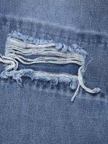 Explorewe Quần Jeans Denim Thường Ngày Túi Rách Phong Cách Đường Phố Cho Bé Gái Tuổi Teen - Rửa tối - Xem 5