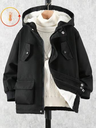 SHEIN Tween 男童户外休闲保暖内衬冬季风衣