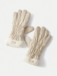 SHEIN MOD Women's Solid Color Thermal Lined Warm Cycling Gloves, Suitable For Outdoor Sports In Winter - Beige - View 1