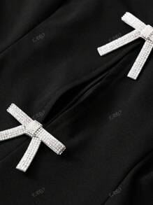 Elegant Hollow Bowknot Design Waist-Slim Sleeveless Halter Collar Dress