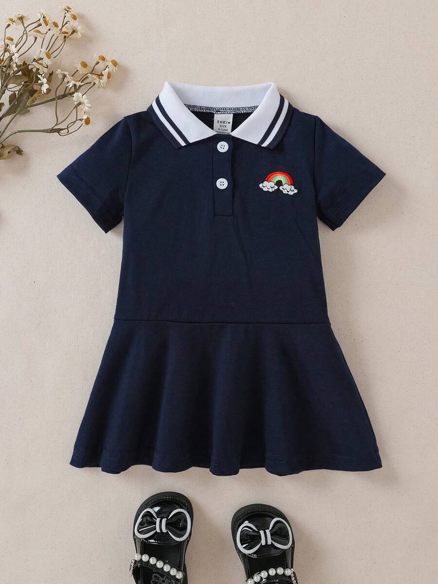 Souflis Souflis Baby Mädchen Lässiges Polo Kleid mit gesticktem Bienenmuster, Sommer