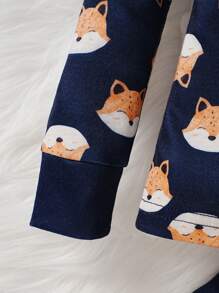 小男孩仿羊绒可爱狐狸印花长袖上衣和紧身裤 2 件套 - 彩色 - 查看 4