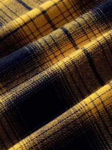 Calvaya 大码女式格子长袖单排扣口袋休闲衬衫，秋季 - 彩色 - 查看 4