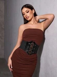 SHEIN BAE 1pc Women's Casual Basics Cute Sexy Buckle Waist Belt - Black - View 2