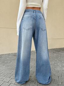 100% katoen dames donkere wassing wijde pijpen getinte Y2K jeans