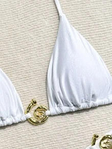 Women Solid Color Fashionable Sexy Bikini Set Summer