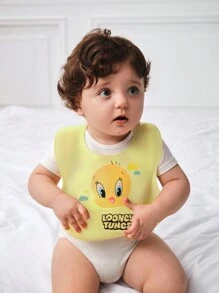 LOONEY TUNES X SHEIN Cartoon Tweety & Letter Graphic Silicone Baby Bib, Waterproof And Oil-Proof For Infant Feeding - Yellow - View 4