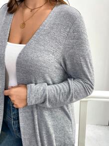 SHEIN Essnce 2pcs Plus Size Plain Casual Long Sleeve Jacket Set