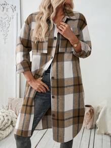 SHEIN LUNE 女士休闲格子翻领春季夹克 - 彩色 - 查看 4