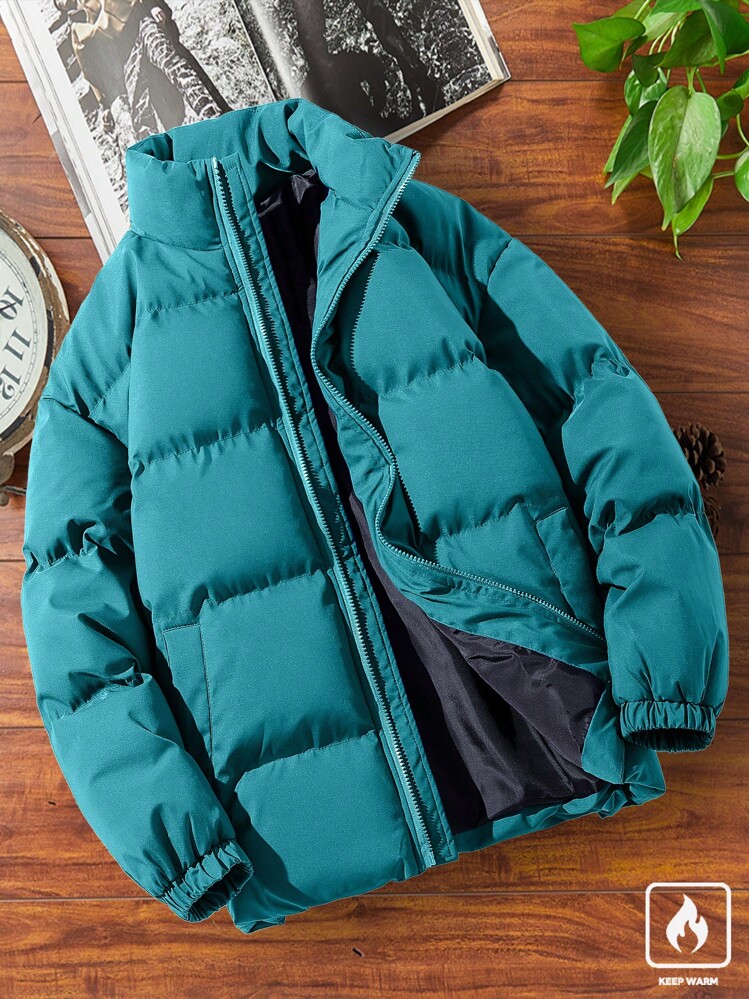 Manfinity Homme Oversized Men's Slant Pocket Outdoor Windbreaker Jacket - Green - View 5