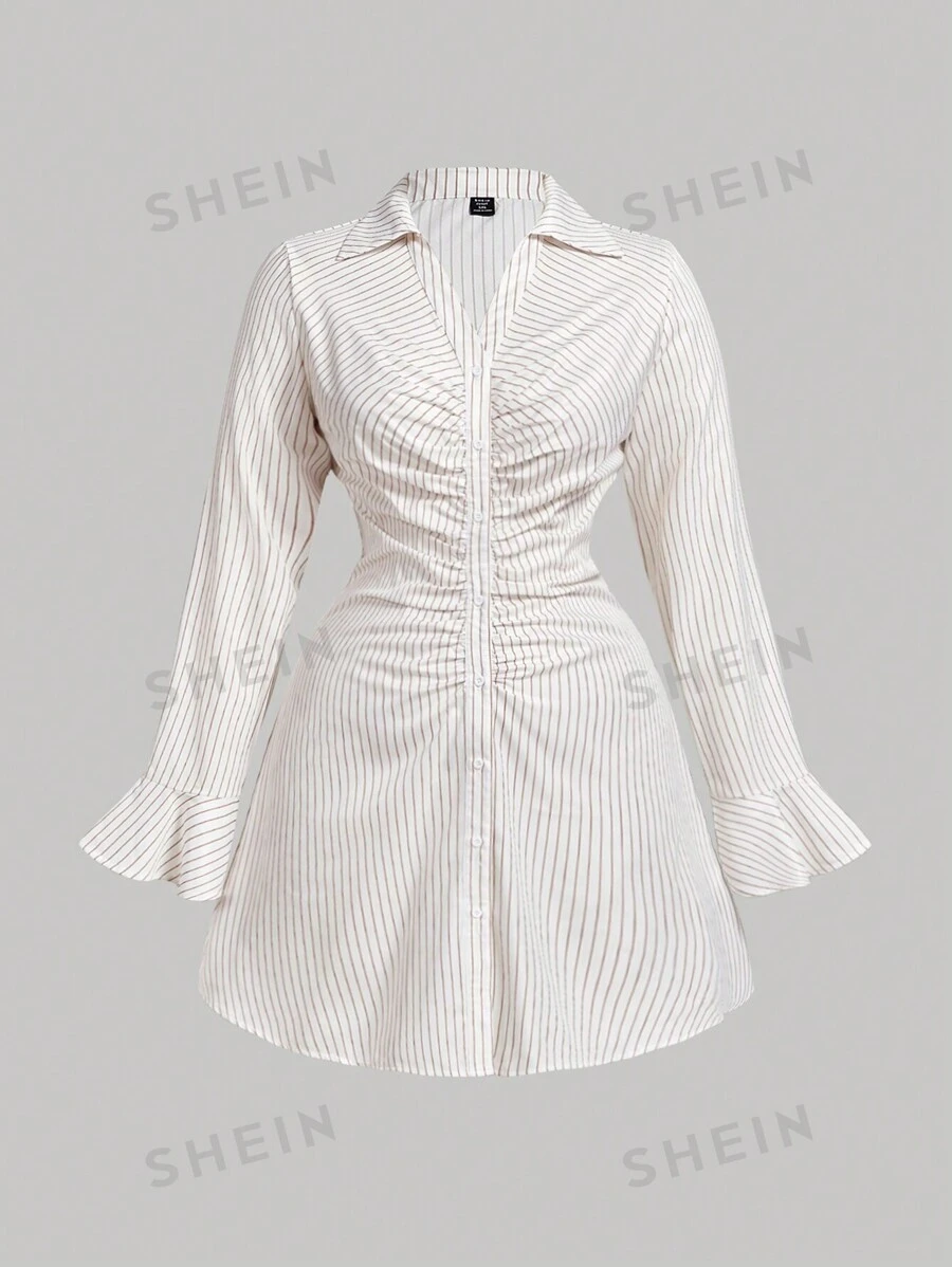 SHEIN MOD Vestido plisado de línea A de estilo vintage en talla grande