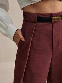 Anewsta 极简纯色折扣女士阔腿裤深灰色，适合通勤和都市穿着