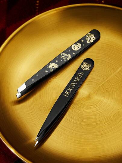 HARRY POTTER X SHEIN 2pcs Animal & Letter Design Eyebrow Tweezers Set,Hogwarts,Harrypotter,Gifts
