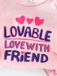 3pcs/Set Baby Girls Casual Colorful Heart Letter Print Long T-Shirt, Suitable For Autumn/Winter - Multicolor - View 4