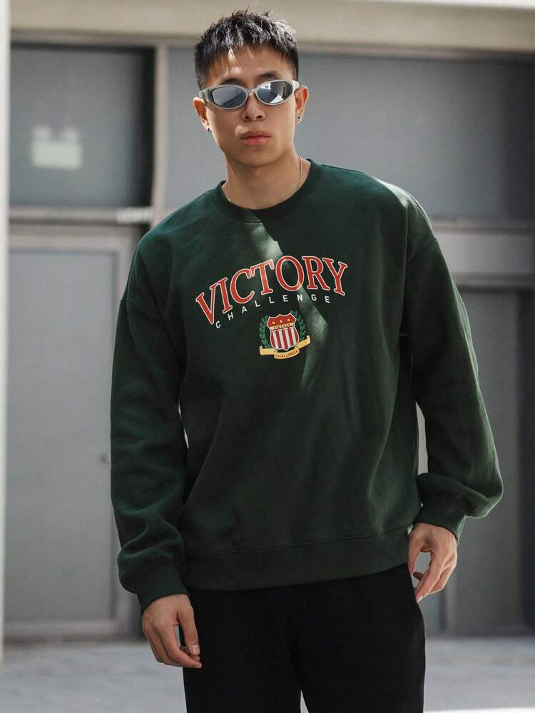 Autumn Men's Letter Print Pullover Sweatshirt