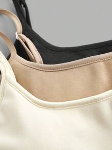 SHEIN EZwear 3pcs Women Casual Camisole Set With Padded Bra, Thermal Thermal Lined, Suitable For Autumn/Winter