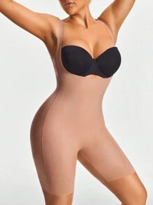 SHEIN Shape 1 pieza Enterizo moldeador de unicolor con cuello en V profundo para mujeres