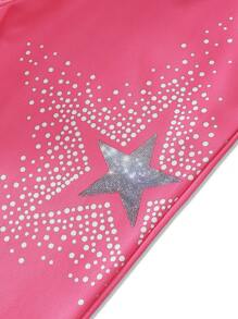 Manfinity Roghcode Men's Casual Letter & Star Print Hoodie Sweatshirt And Pants Set For Autumn - Hot Pink - View 2