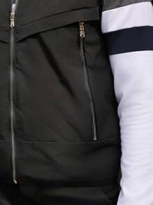 Manfinity Bizformal 男士休闲拉链立领刺绣图案背心，适合夏秋季节