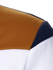 Manfinity Homme 1 pezzo Felpa casual con chiusura lampo e colletto a blocchi di colore, manica lunga, per uomo, autunnale - Multicolore - Visualizzare 4