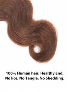 Una pieza de extensiones de cabello con clips Remy de cabello humano ondulado, tono marrón, con 5 clips, accesorio para el cabello - S4 - Ver 7