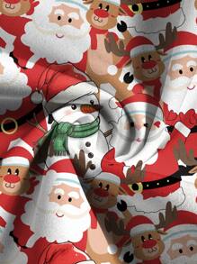 PopScrub Cute Christmas Santa Claus, Reindeer, Snowman Print V-Neck Short Sleeve Scrub Uniform Top, Women - White - View 5