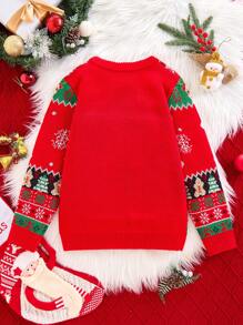 Suéter de punto jacquard con cuello redondo, estampado navideño de reno y pan de jengibre, para niños preadolescentes, apto para fiestas navideñas, otoño/invierno. Juegos de ropa a juego para mamá e hijo (se venden por separado 4 piezas)