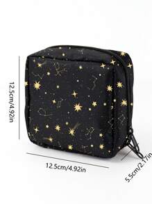 Luiza Werlang 艺术家 Y2K 神秘天体与十二生肖印花黑色卫生巾收纳袋 时尚太阳印花 防水 大容量 节日 新年 - 彩色 - 查看 6