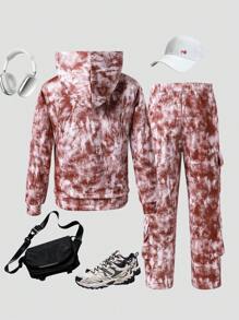 2 Stücke Set aus Kapuzen Top mit Langarm und Hose im modischen Streetwear Stil für Teenager Jungen