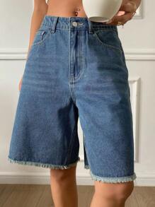 DAZY Women's Denim Shorts With Oversized Bow Decor - Medium Wash - View 2