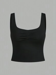 SHEIN EZwear 3 chiếc/gói Áo ba lỗ dệt kim màu trơn thường ngày cho nữ - Nhiều màu - Xem 7