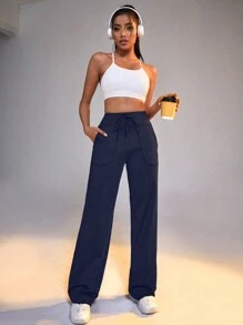 Gameset SHEIN Sport 女士纯色抽绳腰休闲运动裤