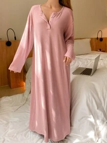 DAZY Minimalist Loose Half-Placket House Dress