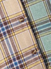 Tween Girl Plaid Shirt Retro Cotton Multicolor Plaid Patchwork Casual Long Sleeve Shirt, Fall/Winter - Multicolor - View 3