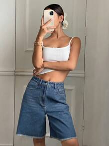 DAZY Women's Denim Shorts With Oversized Bow Decor - Medium Wash - View 8