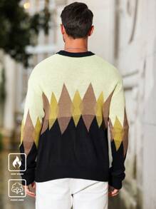 Manfinity Homme Men Colorblock Geometric Patterned Knitted Sweater, Fall Autumn/Winter - Multicolor - View 4