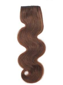 Una pieza de extensiones de cabello con clips Remy de cabello humano ondulado, tono marrón, con 5 clips, accesorio para el cabello - S4 - Ver 6