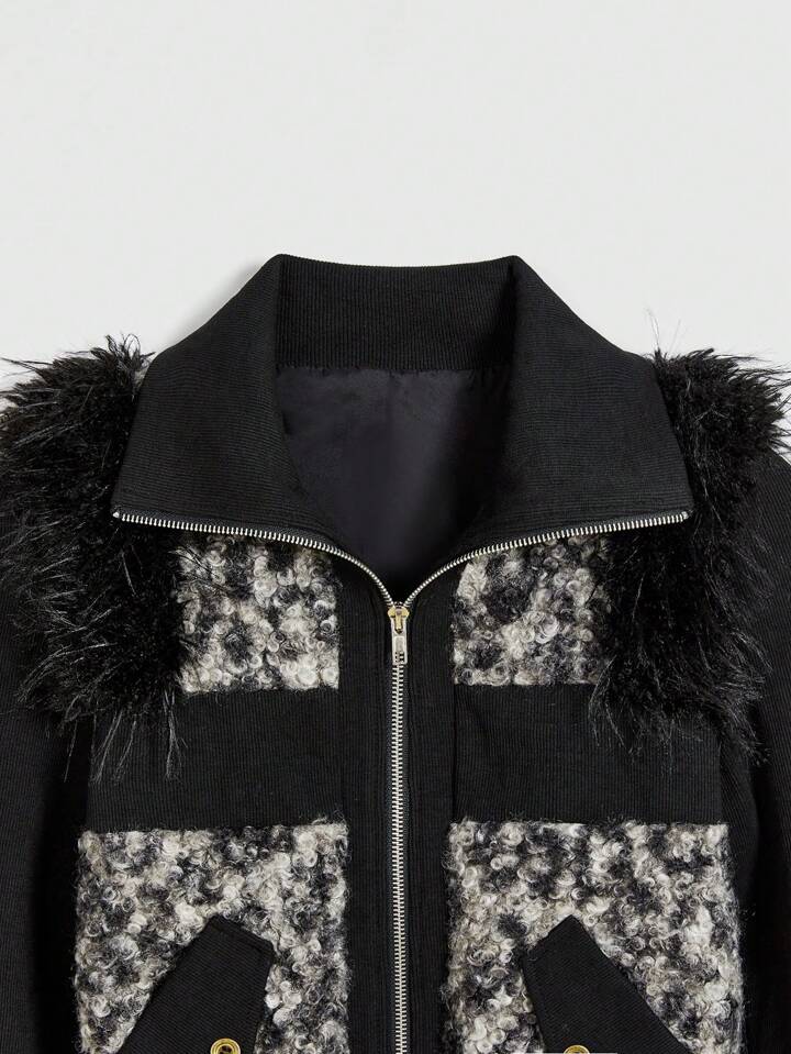 Our J-Fashion Wasteland Punk Leopard Print Splice Fluffy Jacket is