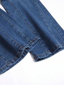 Manfinity Homme 撞色口袋拉链纽扣休闲牛仔裤 - 淺色水洗藍 - 查看 8