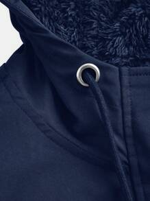 SHEIN Clasi 1pc Black  &  Plus Size Ladies Raincoat - Navy Blue - View 3