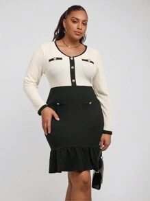 SHEIN Clasi 大码女式优雅鱼尾下摆长裙，适合日常穿着，秋季 - 彩色 - 查看 4