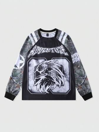 Street Life Men's Jersey Twig & Deadwood Camouflage Raglan Sleeve T-Shirt, Streetwear