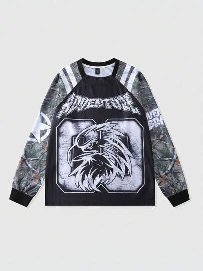 Street Life T-shirt camouflage à manches raglan Twig & Deadwood pour homme, streetwear