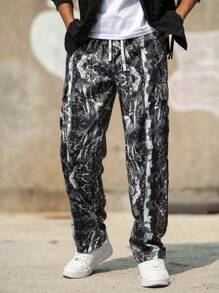 Manfinity EMRG Men's Drawstring Waist Branch Print Cargo Casual Pants - Multicolor - View 4