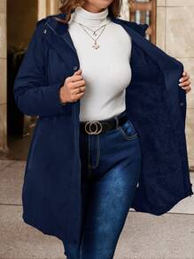 SHEIN Clasi 1pc Black  &  Plus Size Ladies Raincoat - Navy Blue - View 14