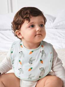 LOONEY TUNES X SHEIN 3pcs/Pack Cartoon Print 100% Cotton Baby Bibs - Multicolor - View 4