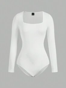 SHEIN EZwear 3 件套女士黑色、深灰色、白色休闲紧身圆领连体衣和超级短裤套装，适合秋季 - 彩色 - 查看 5